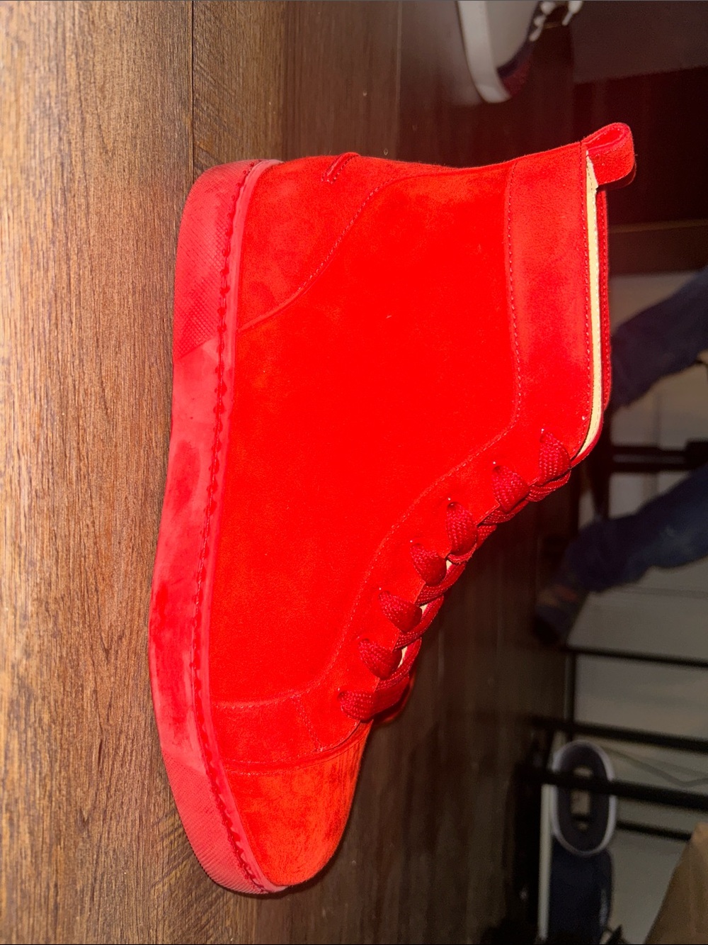 Red Suede High-Top Sneakers - Men